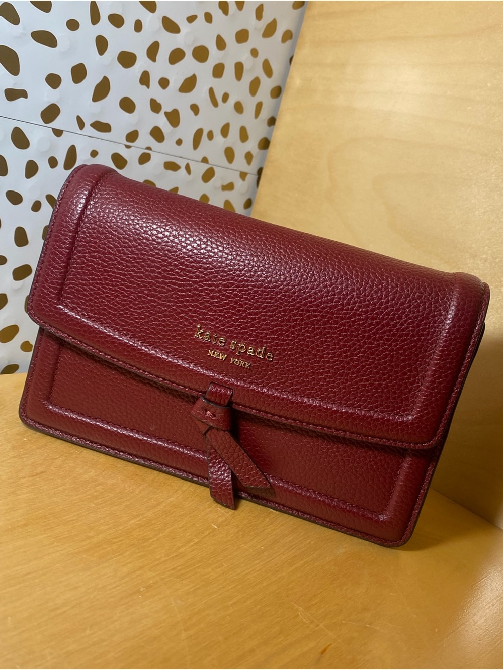 kate spade Pebbled Leather Crossbody in Burgundy Red